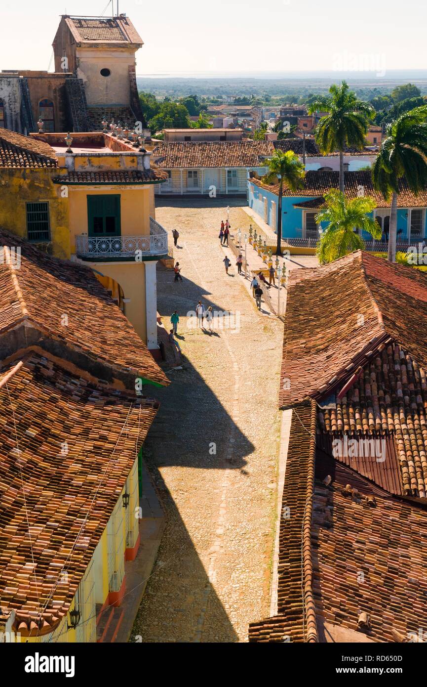Maisons coloniales colorées, Trinidad, Site du patrimoine mondial de l'UNESCO, la province de Sancti Spiritus, Cuba, l'Amérique centrale Banque D'Images