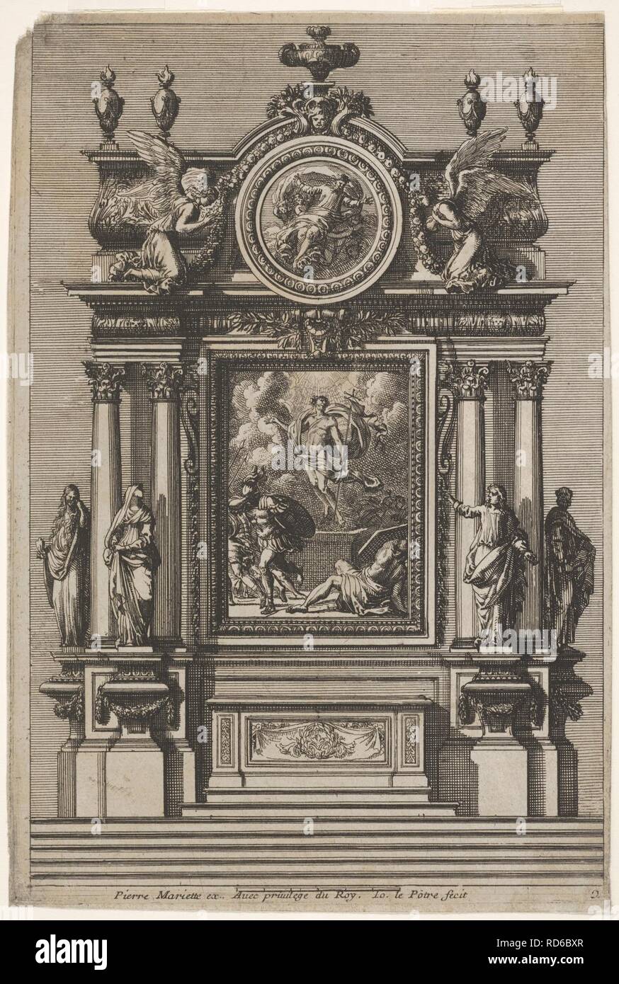 Autel avec la Résurrection du Christ, la plaque de 2- Nouveaux dessins d'autels à la romaine Banque D'Images