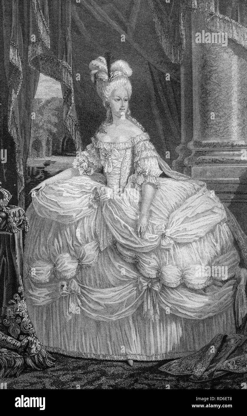 Marie-antoinette reine de France, illustration historique vers 1893 Banque D'Images