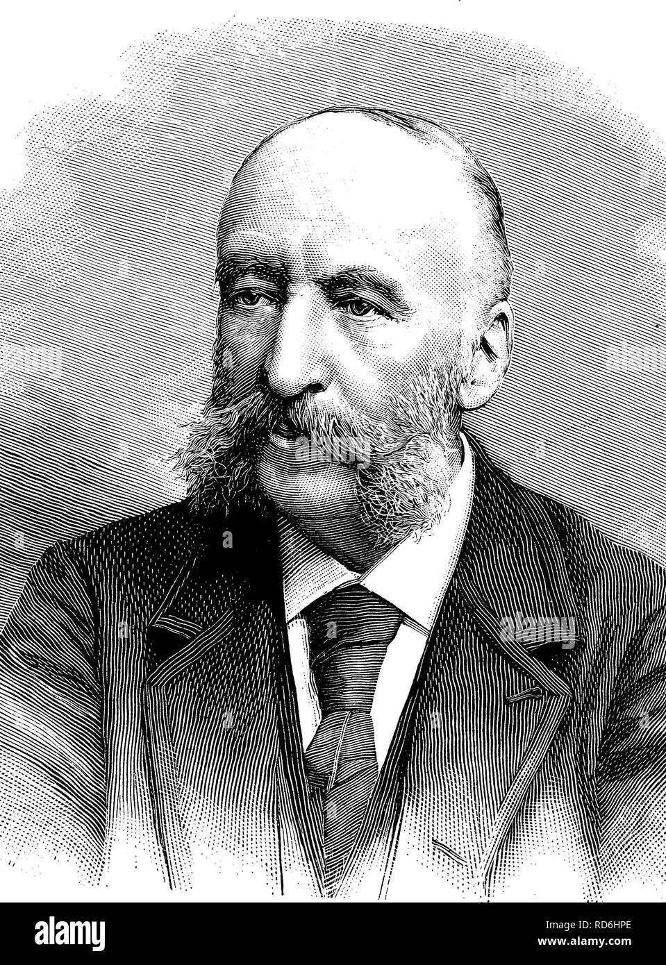 Jules Verne, 1828 - 1905, l'écrivain français, tableau historique, à propos de 1893 Banque D'Images