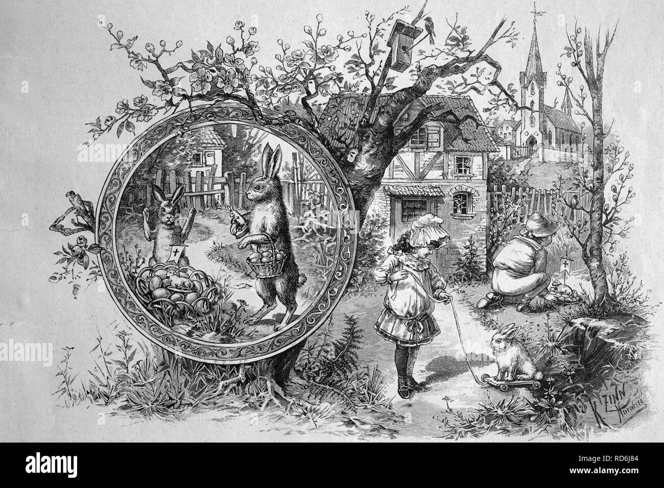 Pâques, tableau historique, à propos de 1893 Banque D'Images