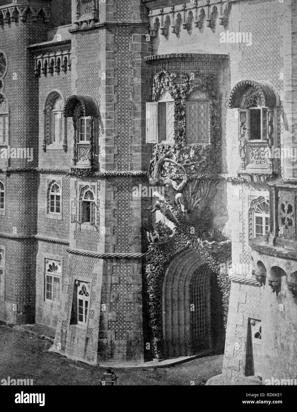 Au début de l'autotype Palais National de Pena, Sentra, UNESCO World Heritage Site, Portugal, tableau historique, 1884 Banque D'Images