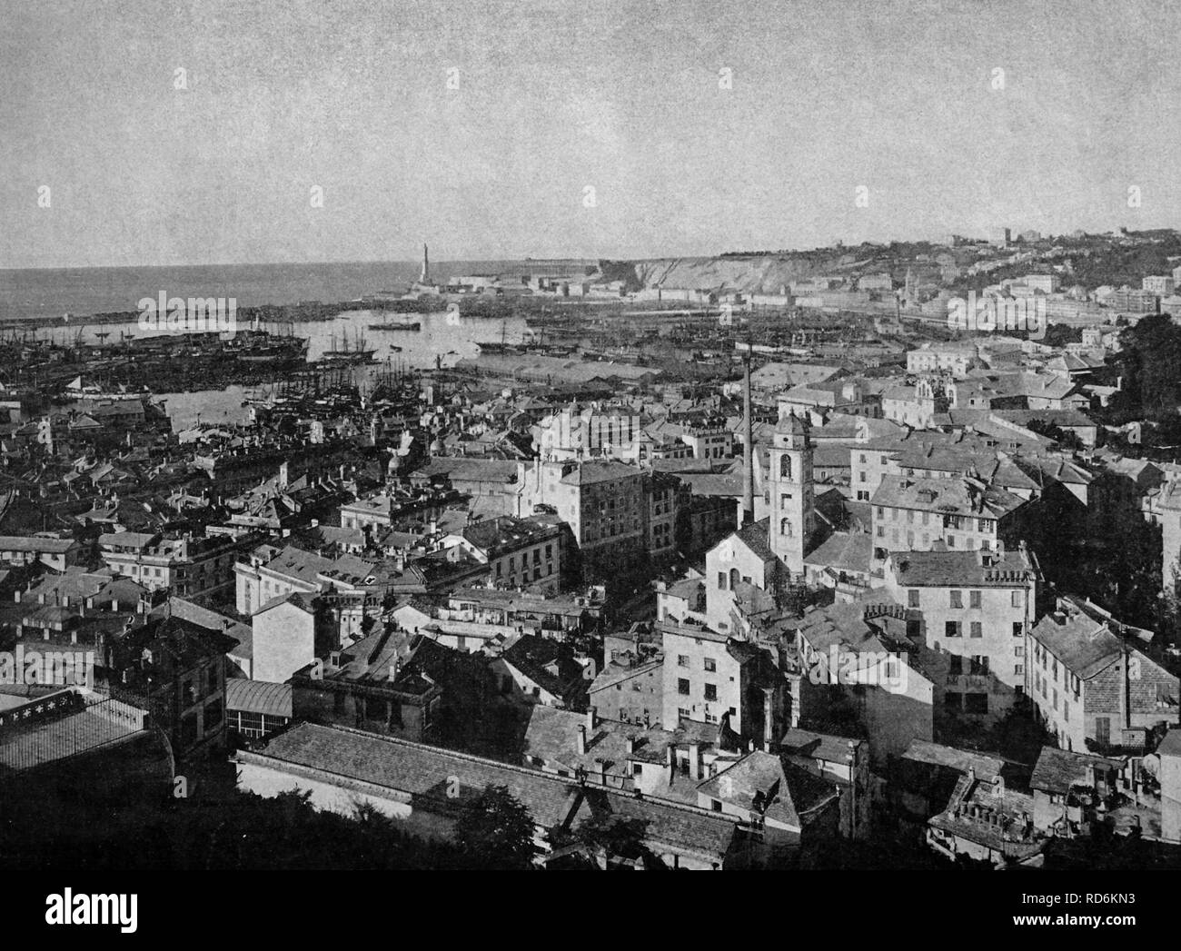 Début de Gênes d'Autotype, Ligurie, Italie, photo historique, 1884 Banque D'Images