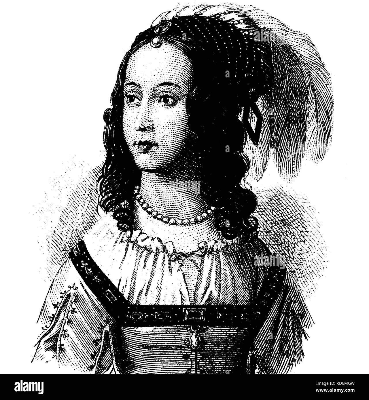 La mode au Moyen Âge : col et coiffe, en 1630, l'illustration historique Banque D'Images