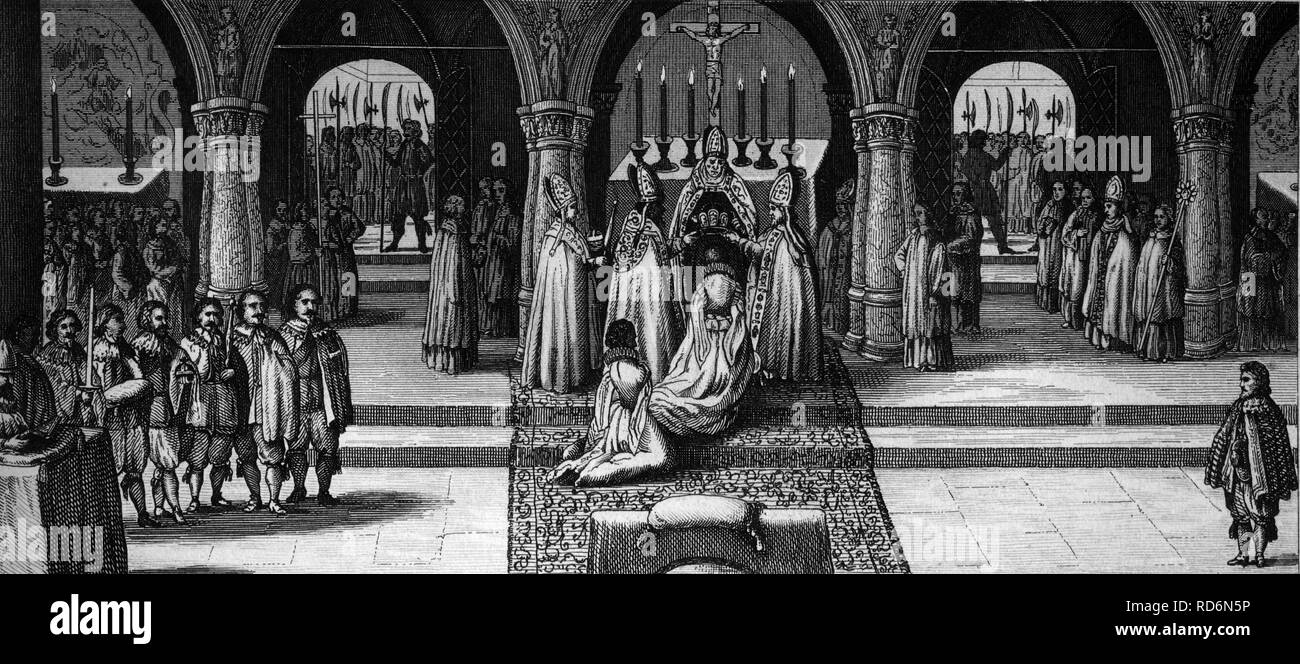 Couronnement de l'Impératrice Leonora, 1630, illustration historique Banque D'Images