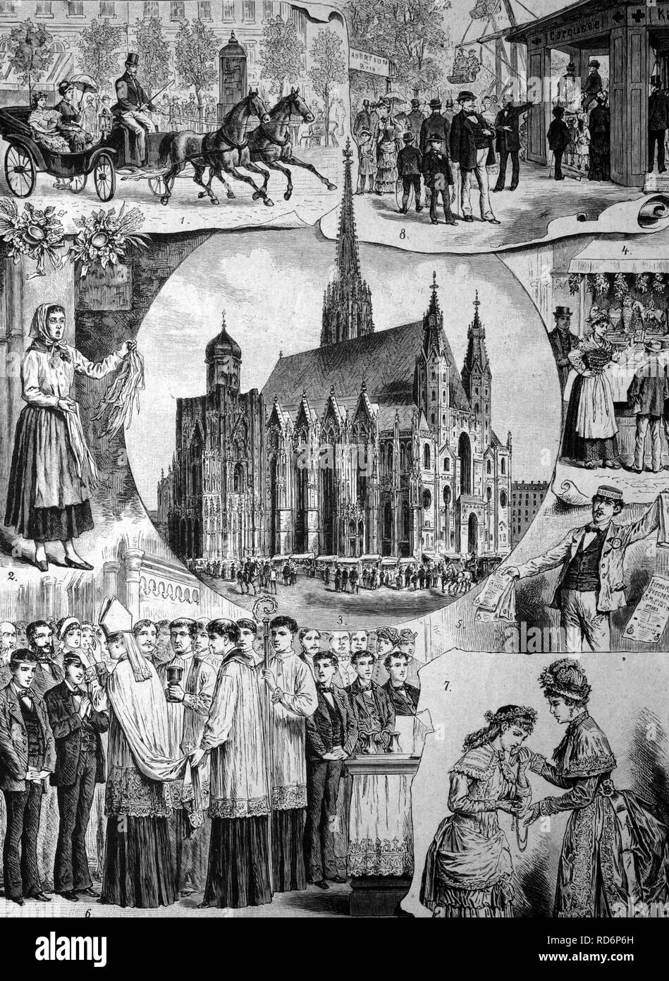 La semaine de la Pentecôte, à Vienne, Autriche, illlustrations historique, vers 1886 Banque D'Images