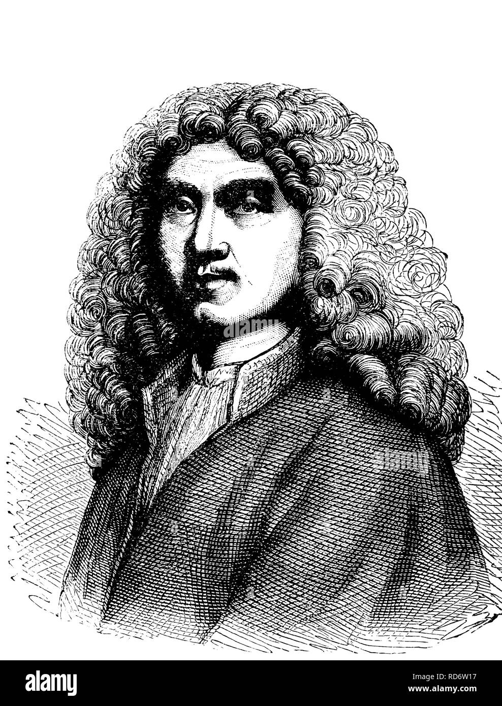 Jean-Baptiste Molière, 1622 - 1673, l'acteur et dramaturge, gravure sur bois de 1880 Banque D'Images