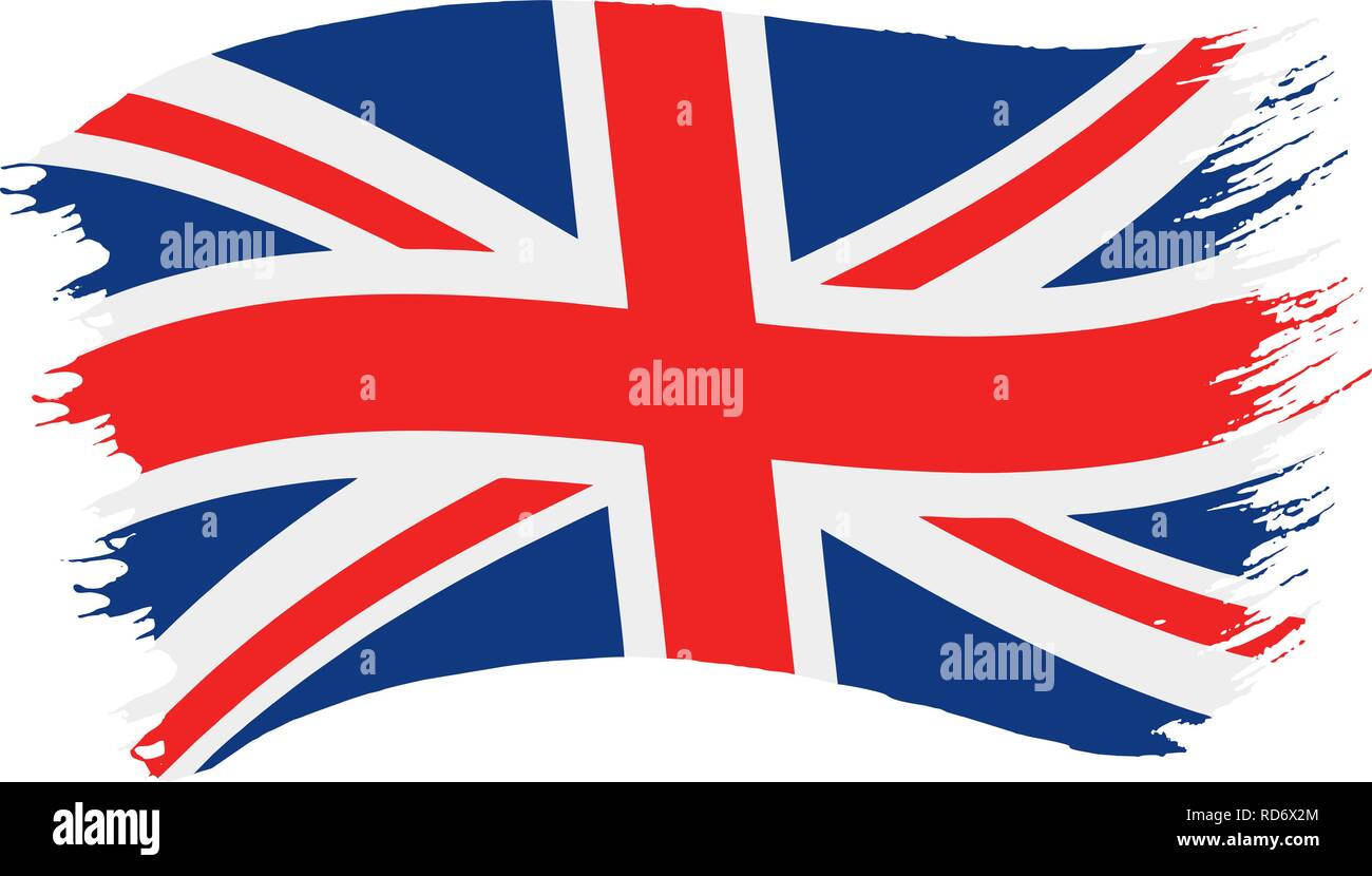 Illustration Vecteur de pinceau peint drapeau national du Royaume-Uni, Union Jack, isolé sur fond blanc Illustration de Vecteur