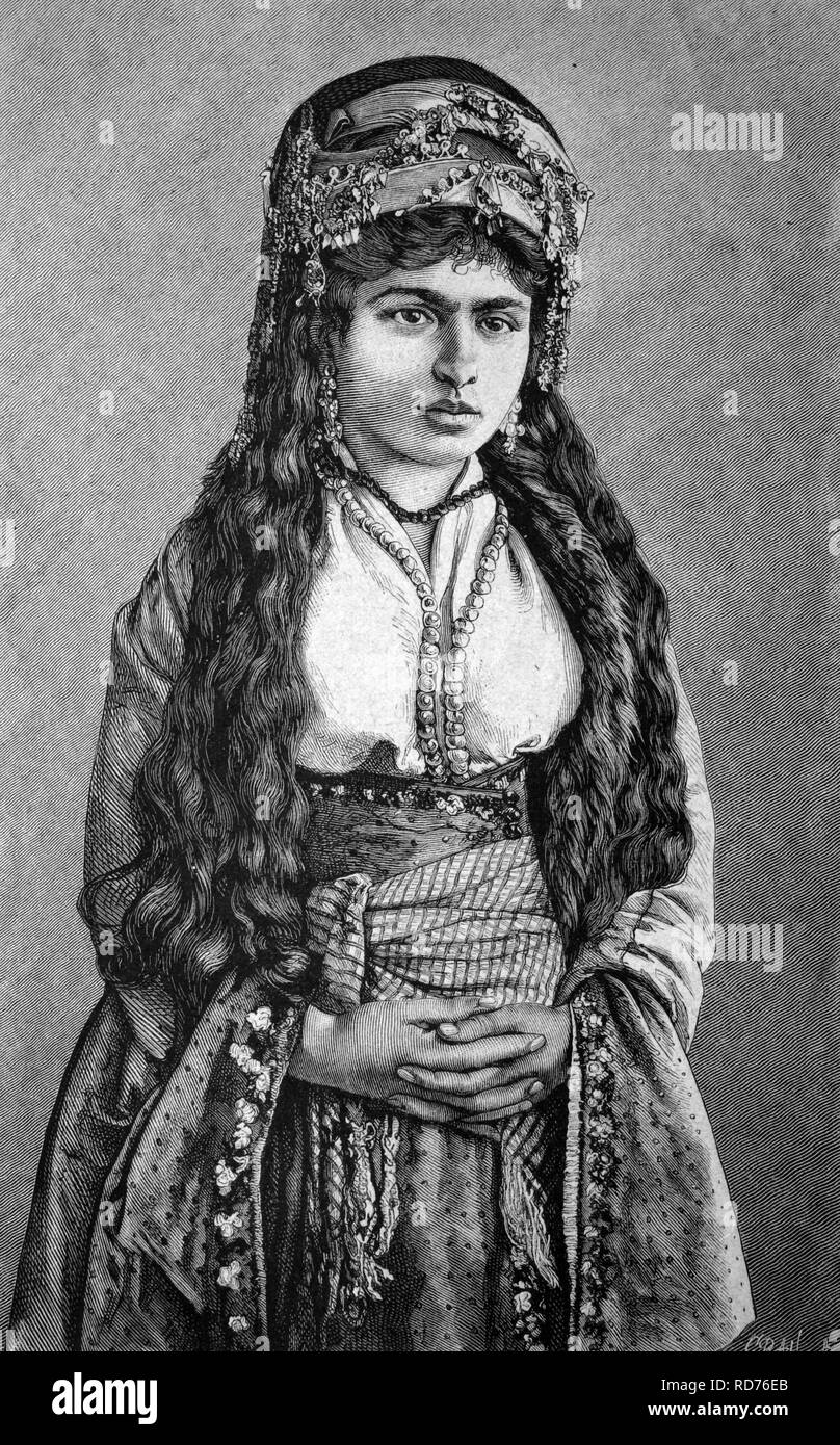 Fille de Nazareth, Israël, l'illustration historique, vers 1886 Banque D'Images