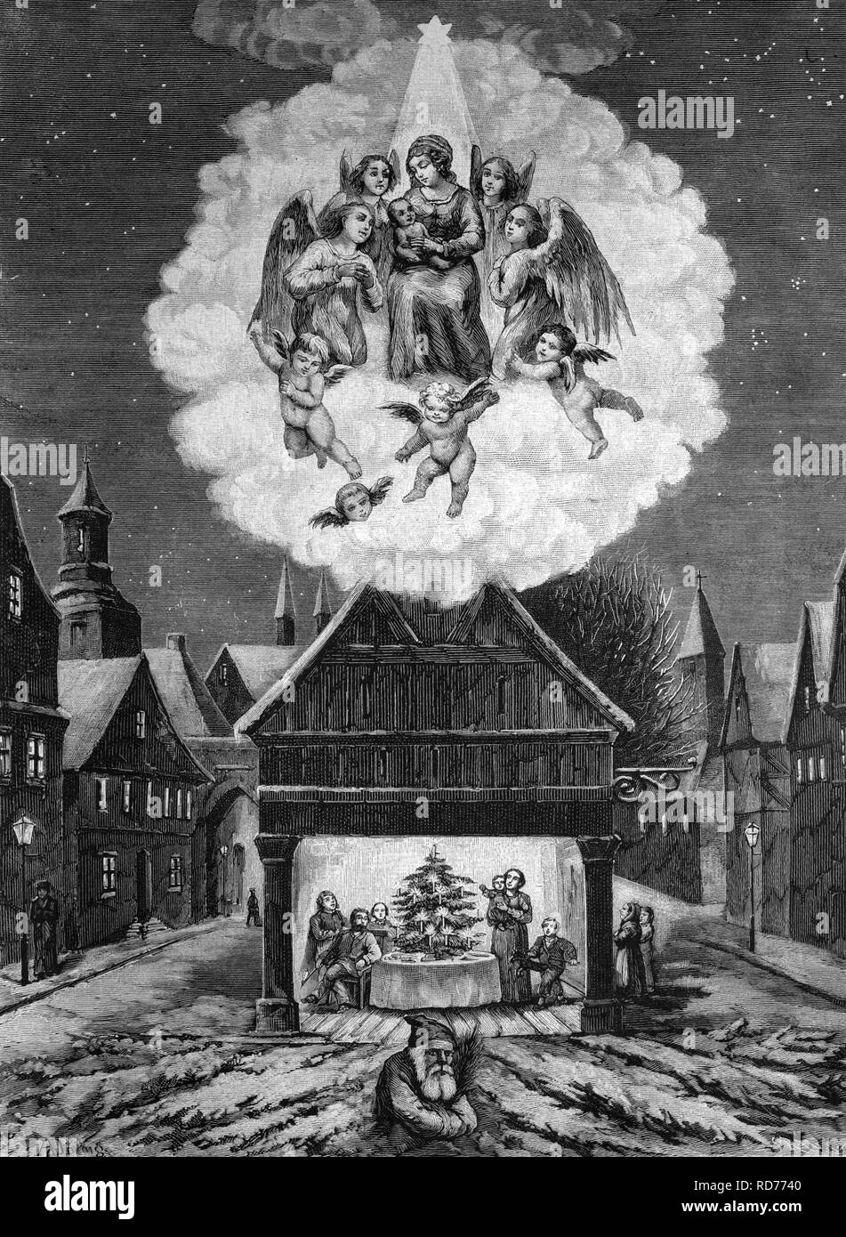 La veille de Noël, illustration historique, vers 1886 Banque D'Images