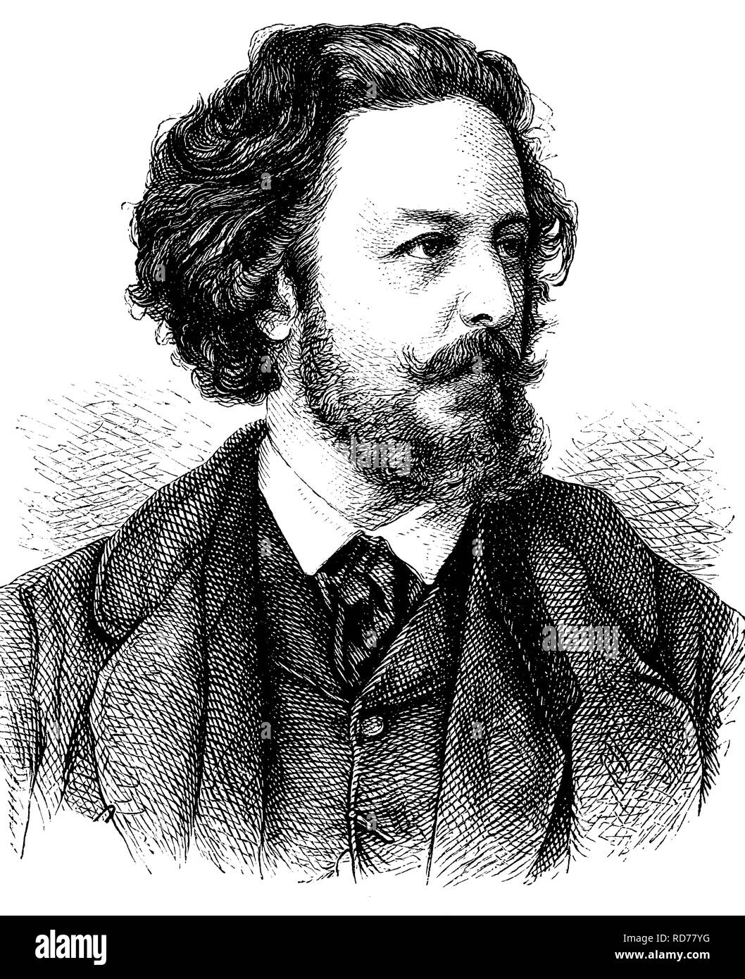 Paul Heyse, 1830-1914, écrivain allemand, illustration historique, vers 1886 Banque D'Images