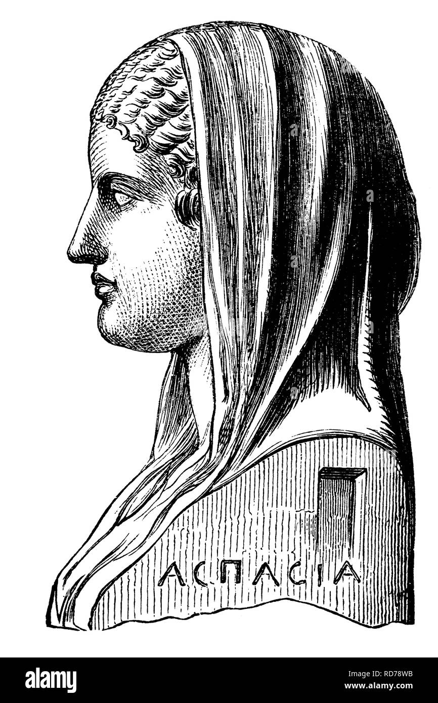 Aspasia, 470 BC - 420 BC, philosophe grec, gravure sur bois, vers 1880 historique Banque D'Images