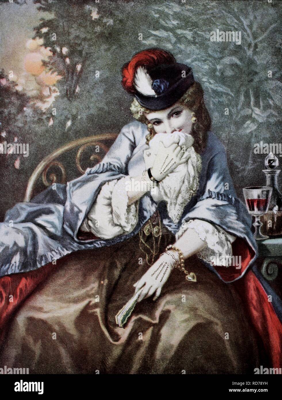 La cocotte, lithographie couleur historique d'après une peinture par Gustave Dore, 1860 Banque D'Images