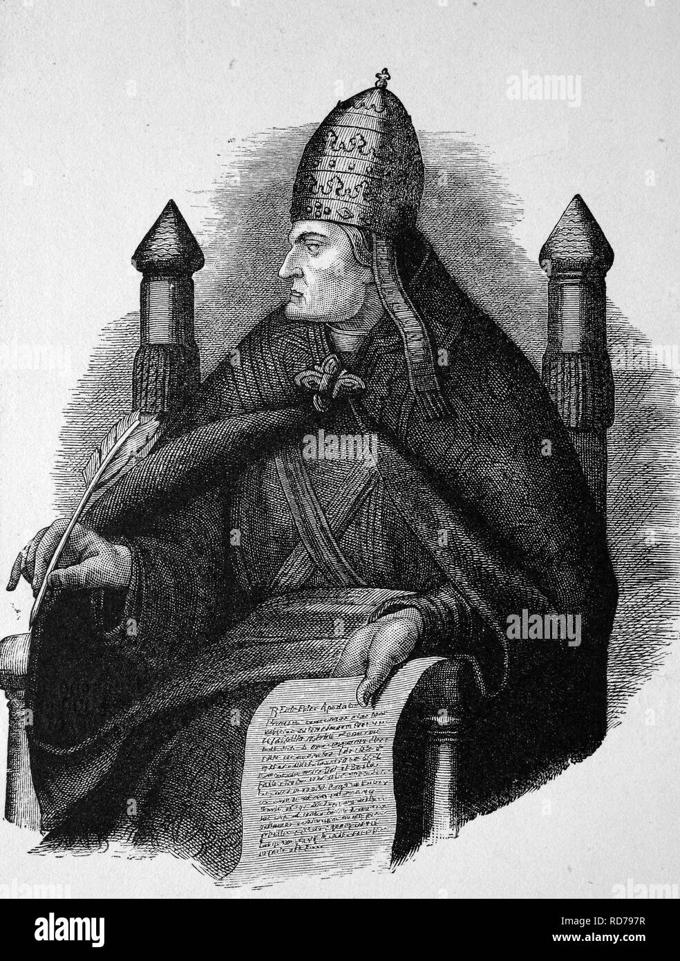 Grégoire VII, Hildebrand de Soana, 1020 - 1085, le Pape à partir de 1073 - 1085, gravure sur bois, 1870 historique Banque D'Images