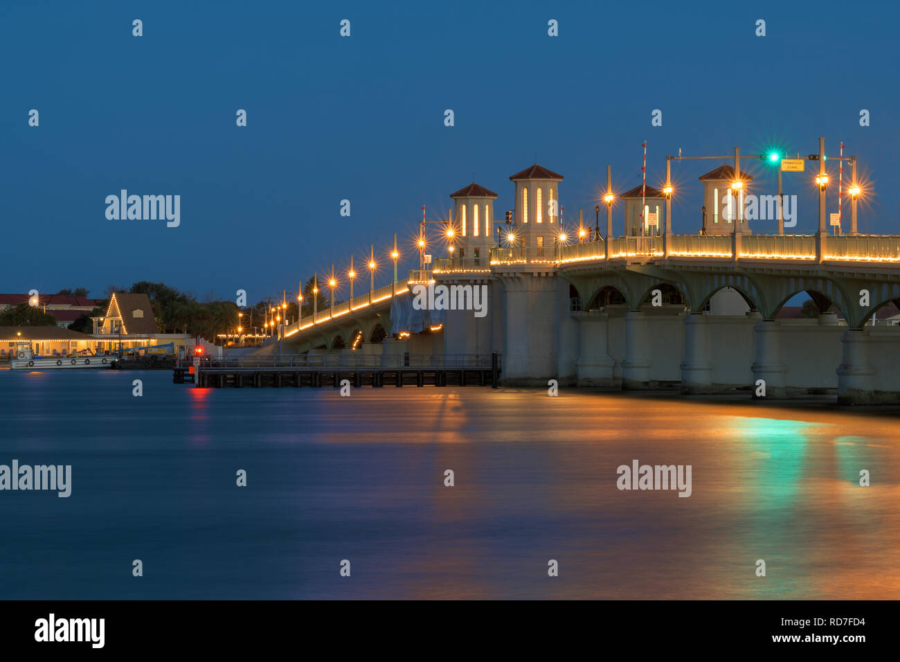 Pont des Lions au crépuscule à Saint Augustine, Floride Banque D'Images
