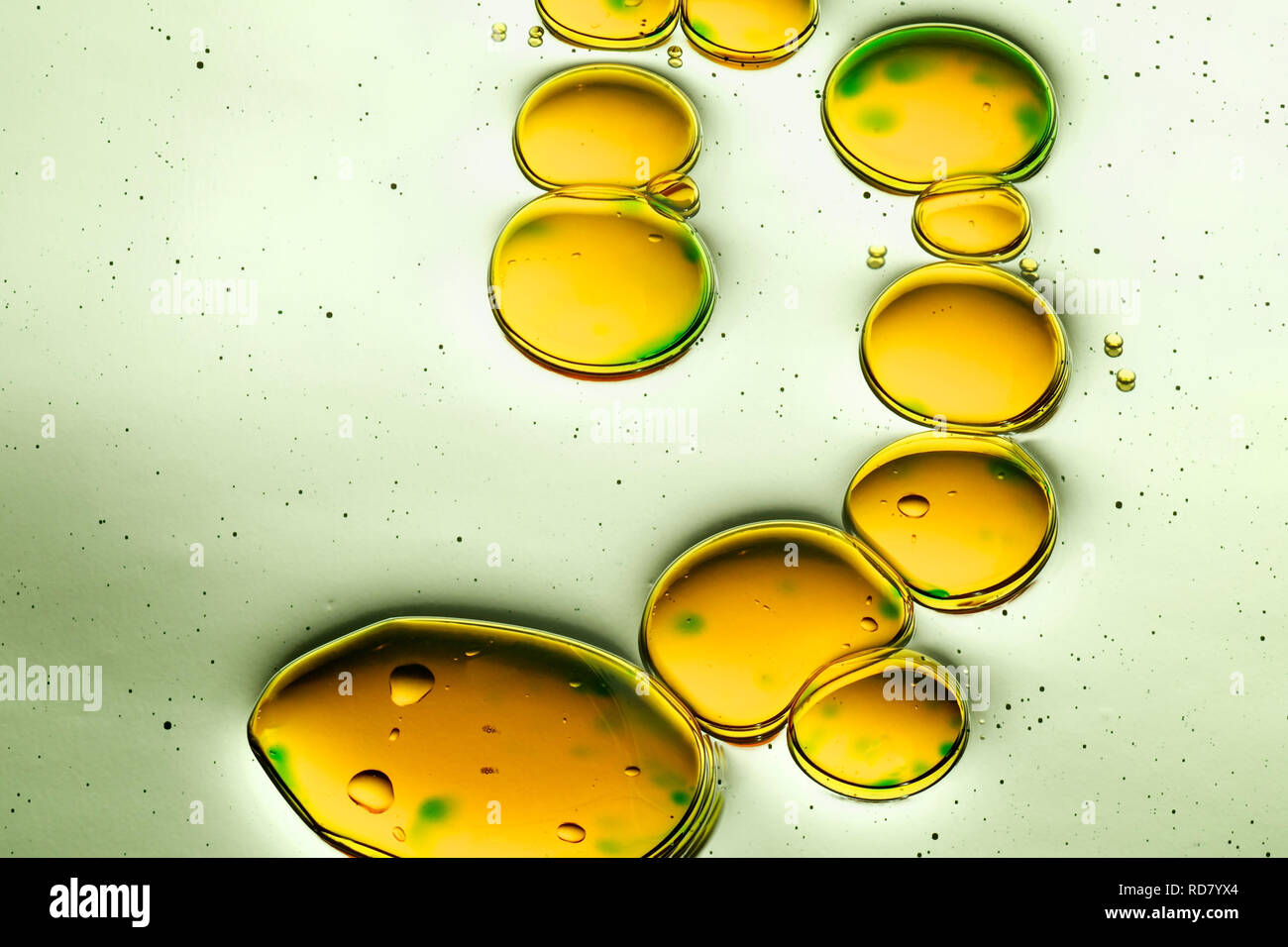Close up image couleur de l'huile sur l'eau, studio shot Banque D'Images
