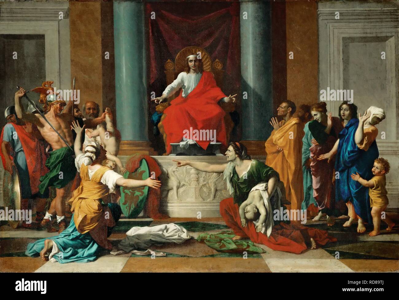 Le jugement de Salomon. Musée : Musée du Louvre, Paris. Auteur : POUSSIN,  Nicolas Photo Stock - Alamy