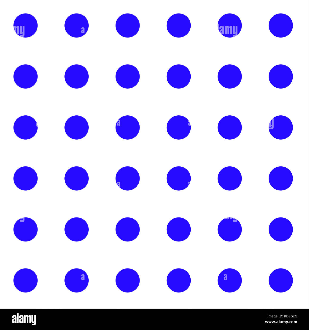 Un motif répétitif de gros points bleus sur fond blanc Banque D'Images