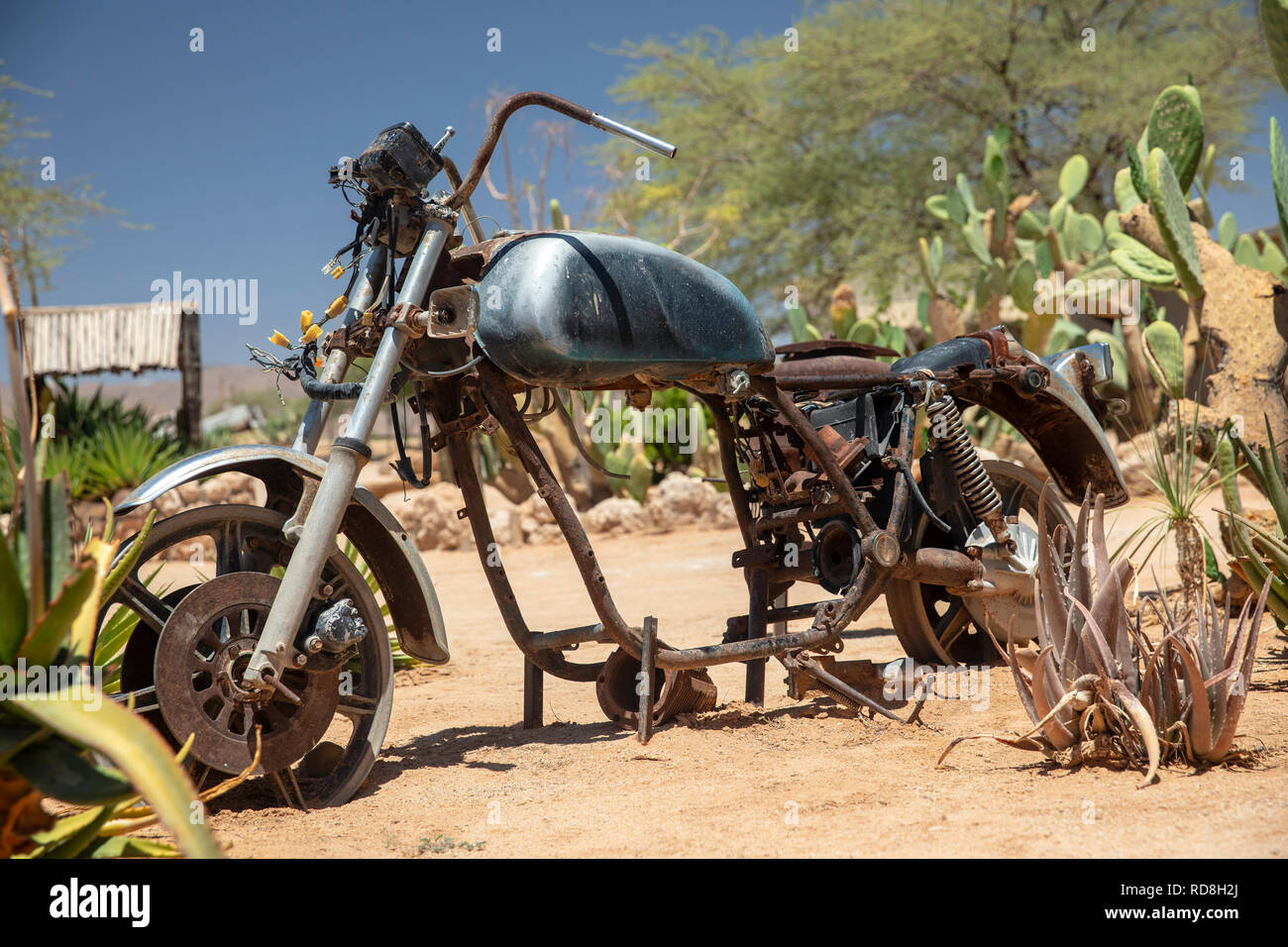 Moto ancienne - Solitaire, Khomas Region, Namibie, Afrique Banque D'Images