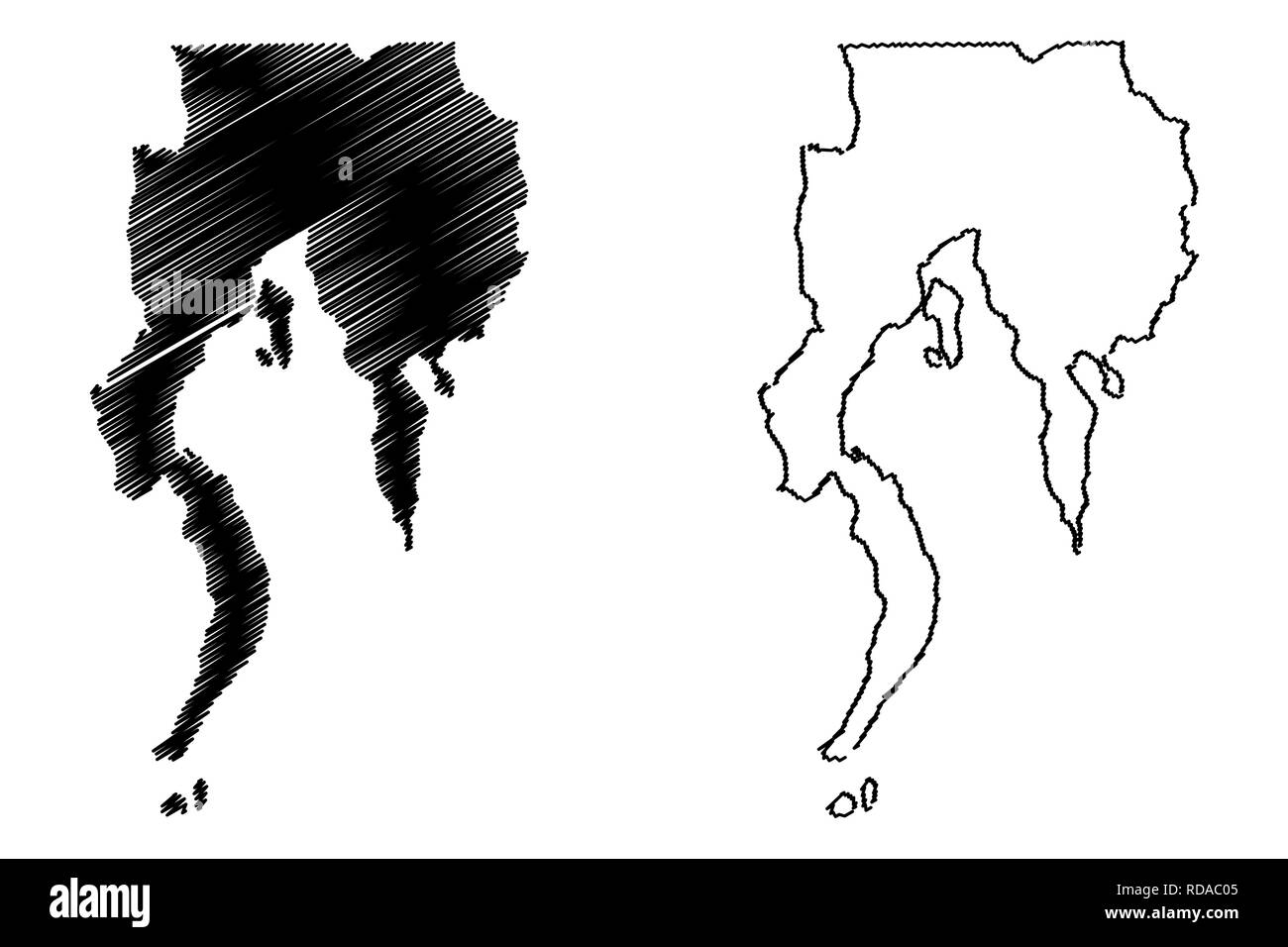 La région de Davao (régions et provinces des Philippines, République des Philippines) map vector illustration gribouillage, croquis le sud de Mindanao (Regio Illustration de Vecteur