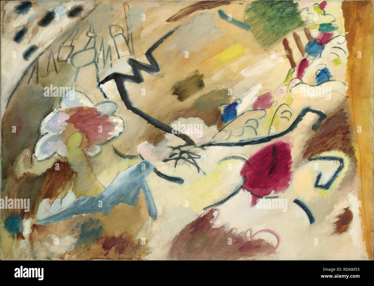 L'Improvisation avec les chevaux (Étude pour l'Improvisation 20). Musée : collection privée. Auteur : Kandinsky, Vassily Vassilievitch. Banque D'Images