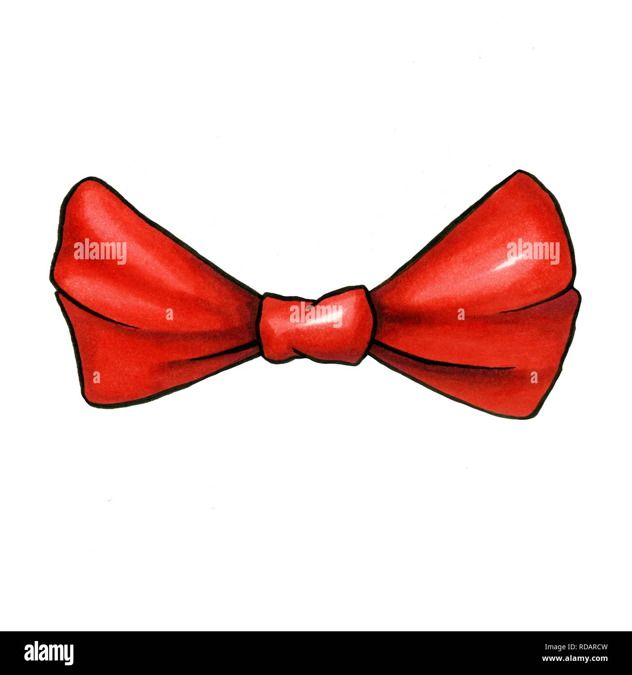 Noeud ruban handdrawn illustration raster. Bow cadeau rouge réaliste dessin. Bowknot clipart. Caricature la sangle. En épingle couleur isolé. Accessoire cheveux Doodle. Banner, affiches, cartes de vœux de l'élément de conception Banque D'Images