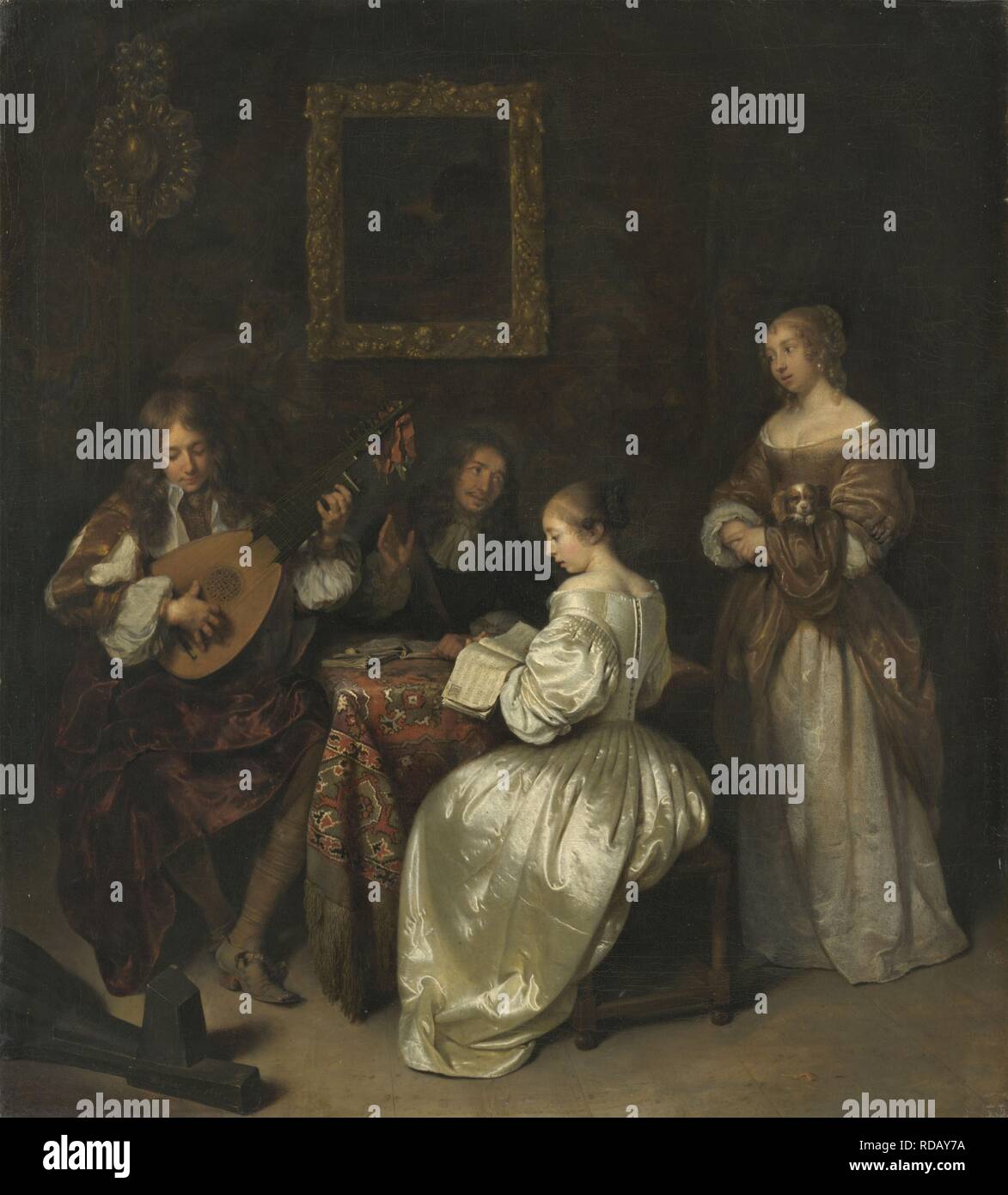 Encore de l'amusement. Musée : Alte Pinakothek, Munich. Auteur : HUGUET, CASPAR. Banque D'Images