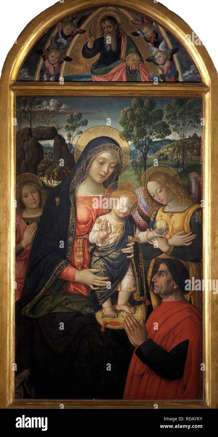 Madonna della Pace. Musée : Pinacoteca civica Tacchi-Venturi di San Severino Marche. Auteur : PINTURICCHIO. Banque D'Images