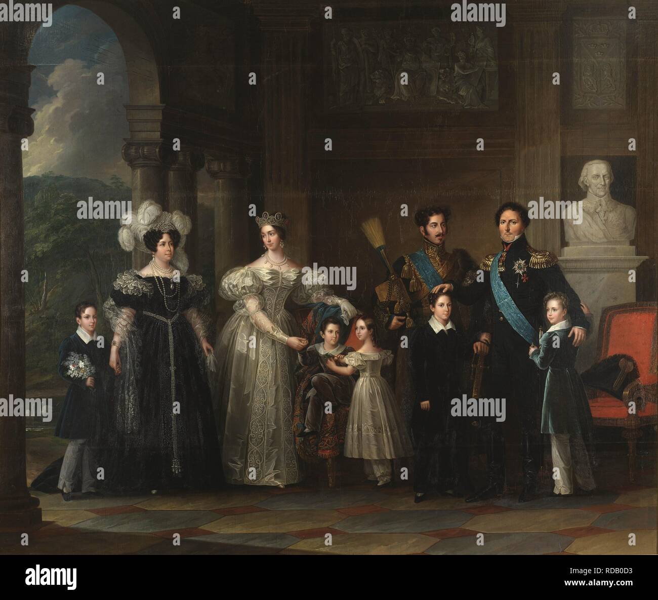 Famille Bernadotte : Oscar I, Desideria, Josephine, Charles XV, Oscar II, Charles XIV Jean, prince Gustav und Prince d'août. Musée : Nationalmuseum de Stockholm. Auteur : Westin, Fredric. Banque D'Images