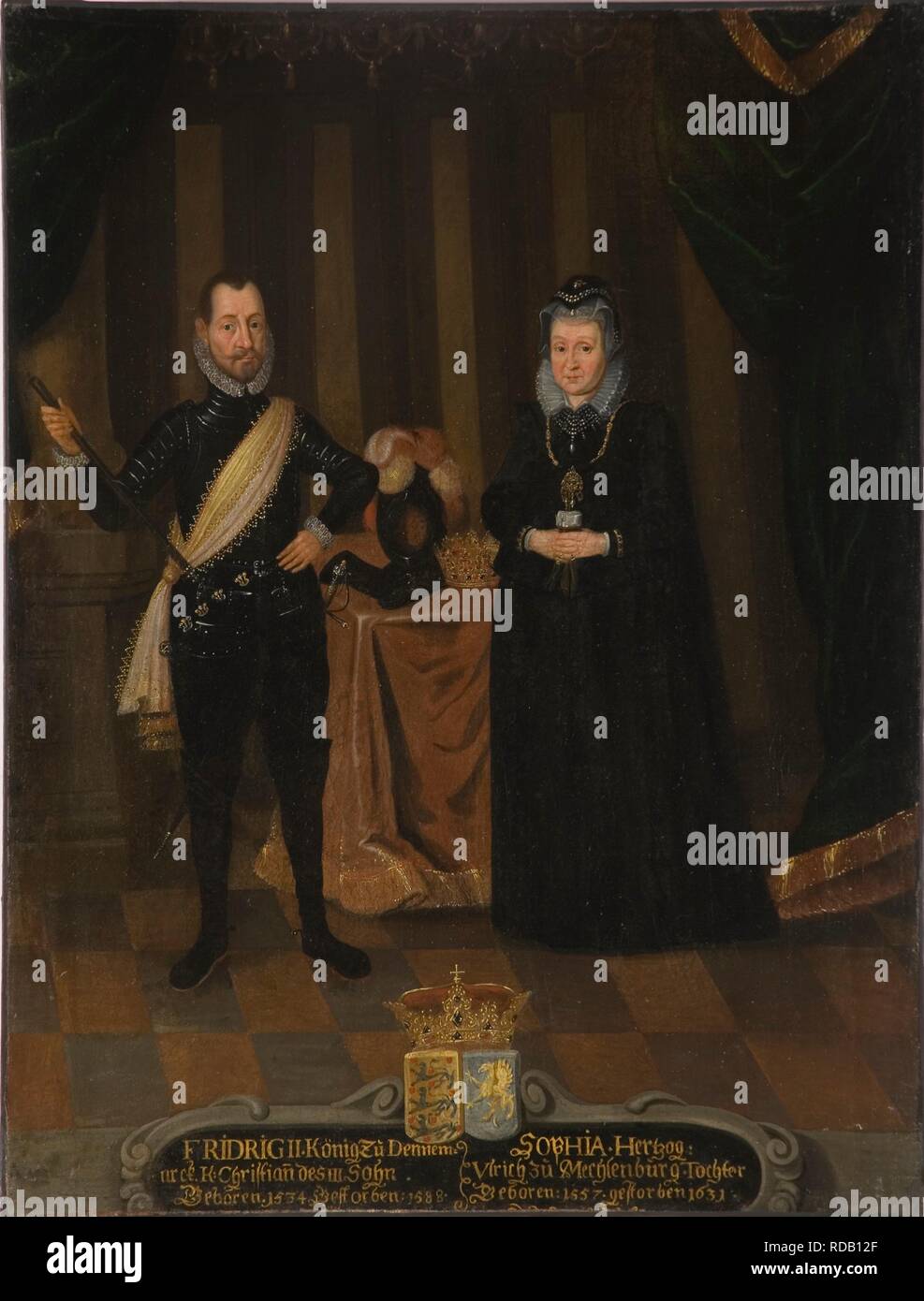 Le roi Frédéric II de Danemark (1534-1588) et de la Reine Sophie de Danemark (1557-1631). Musée : Nationalmuseum de Stockholm. Auteur : Van Doordt, Jacob, après. Banque D'Images