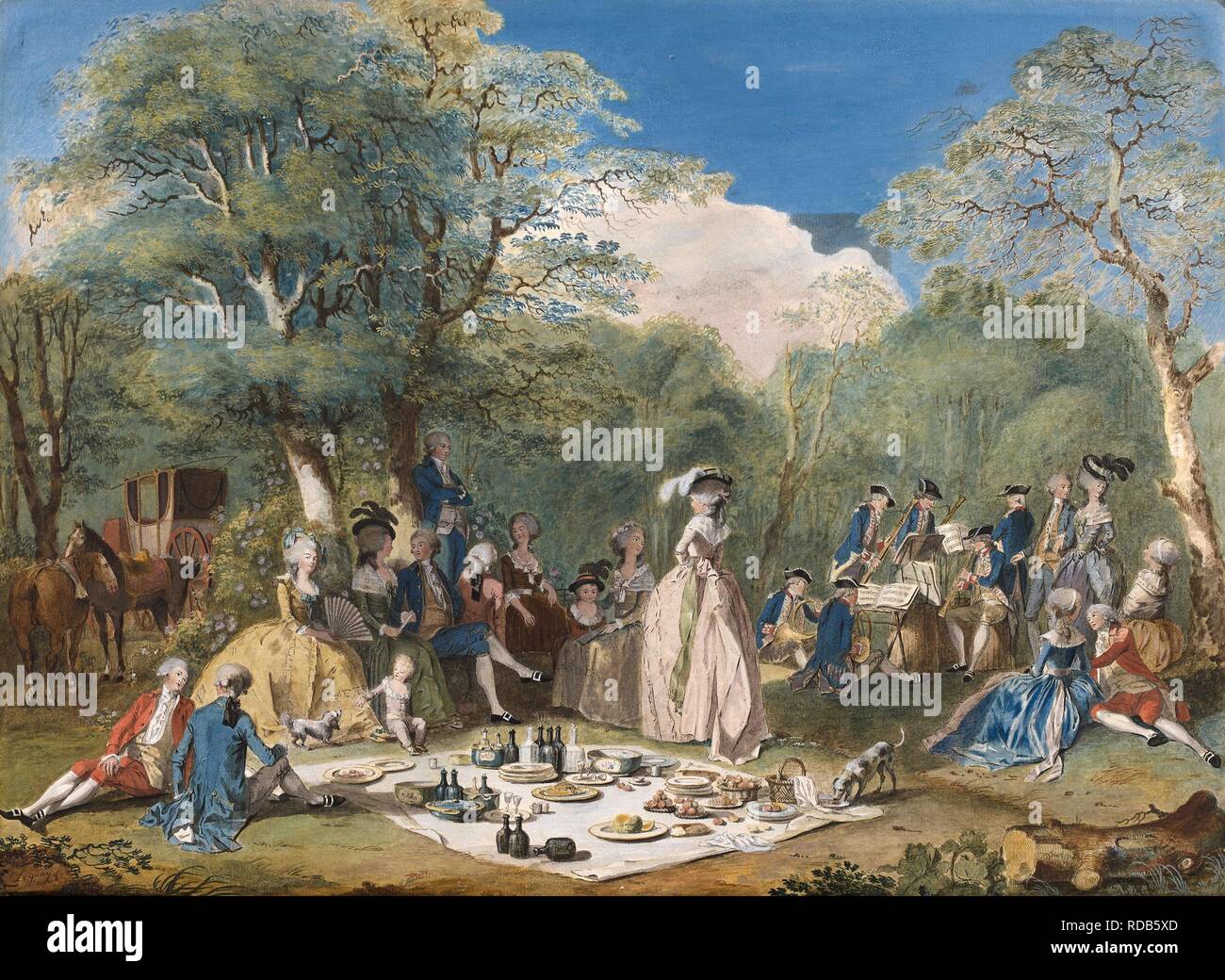 La chasse le déjeuner. Musée : collection privée. Auteur : Le Guay, Charles-Etienne. Banque D'Images