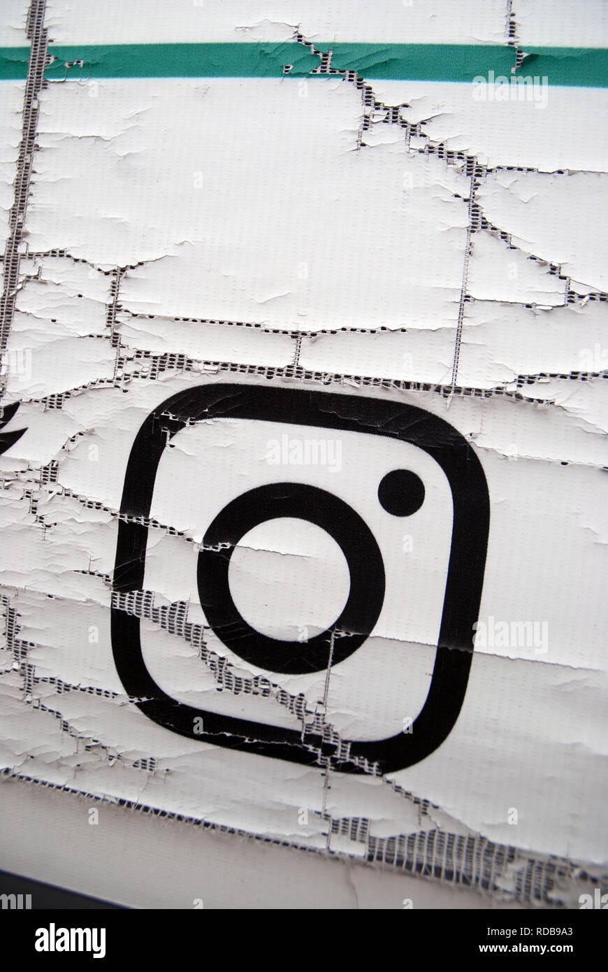 Ancienne affiche de Logo Instagram, Portsmouth, Royaume-Uni. Banque D'Images