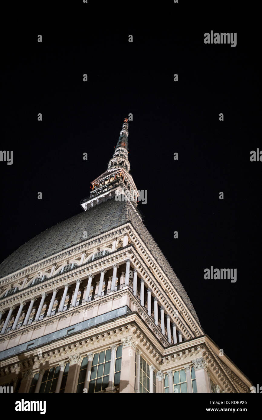 TURIN, ITALIE - 24 août 2018 : Vue de la Mole Antonelliana, étape majeure dans la région de Turin, Italie. Banque D'Images