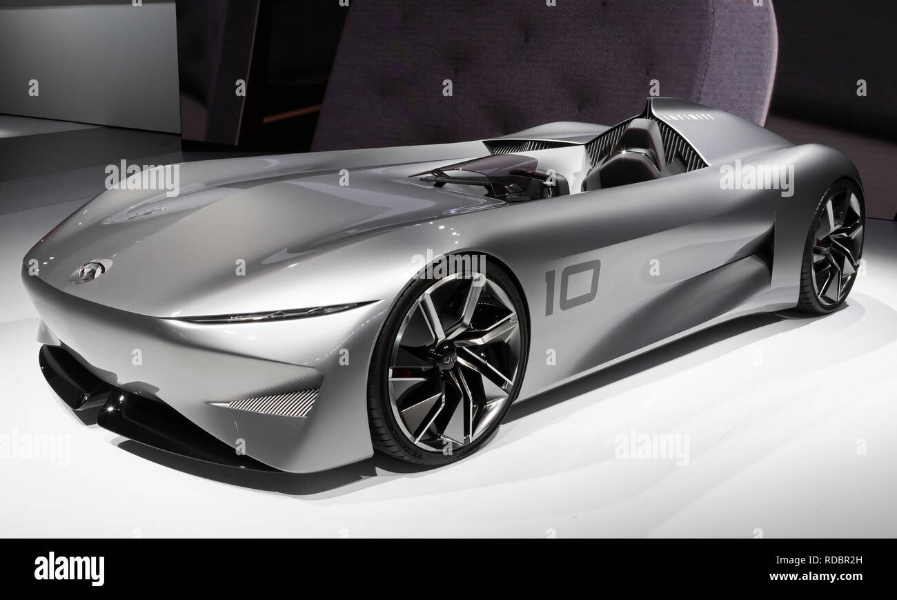 Detroit, Michigan - Prototype d'Infiniti 10 sur l'affichage à la North American International Auto Show. Banque D'Images
