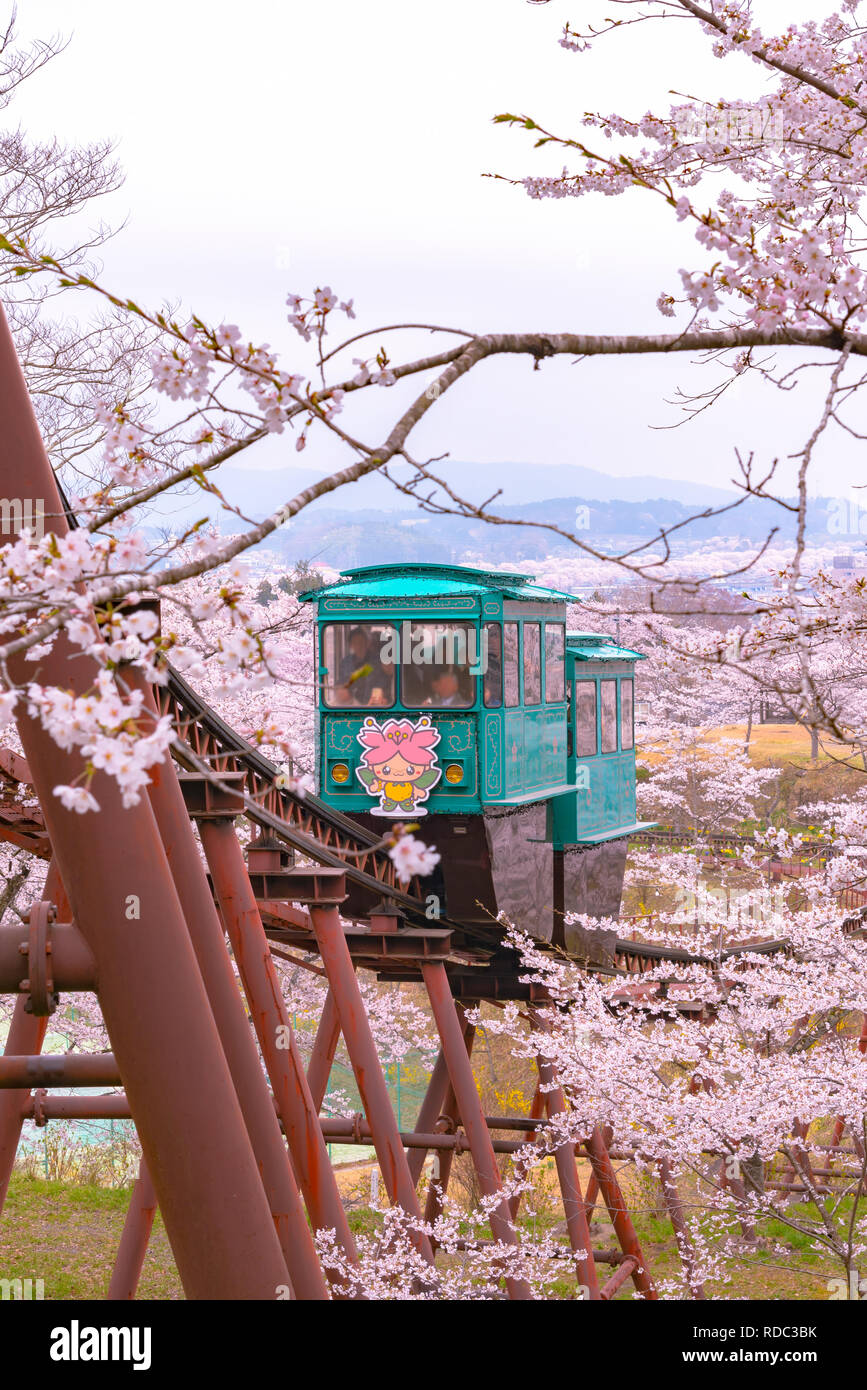 Voiture à pente Funaoka Parc du Château de Miyagi, Japon Banque D'Images