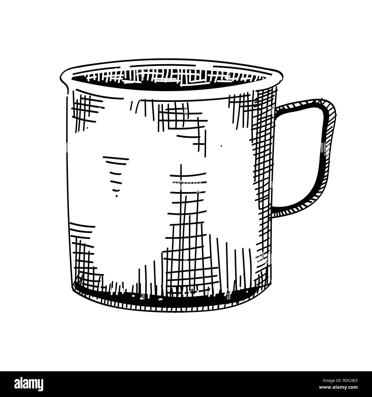 Café filtre main isolé, faites à la main sur fond blanc - Vector illustration Illustration de Vecteur