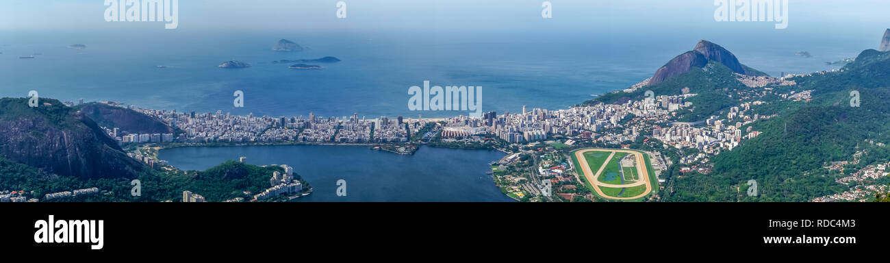 Panorama de la lagune Rodrigo de Freitas, Rio de Janeiro, Brésil Banque D'Images