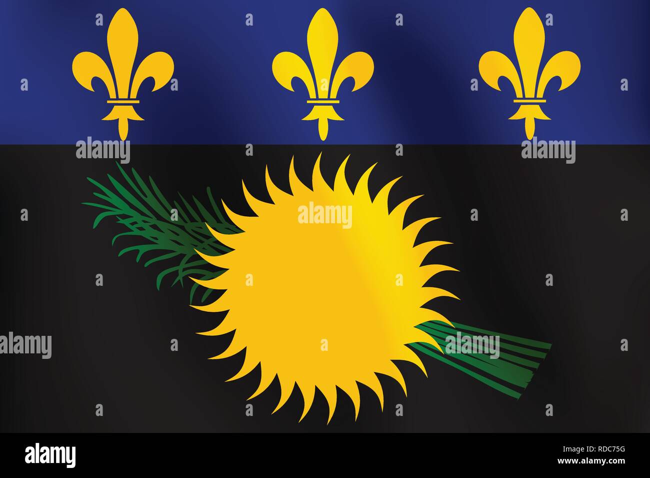 Pavillon de la Guadeloupe avec un peu de forme, l'ombrage et du drapeau Couleurs couches séparées - Vector Illustration Illustration de Vecteur