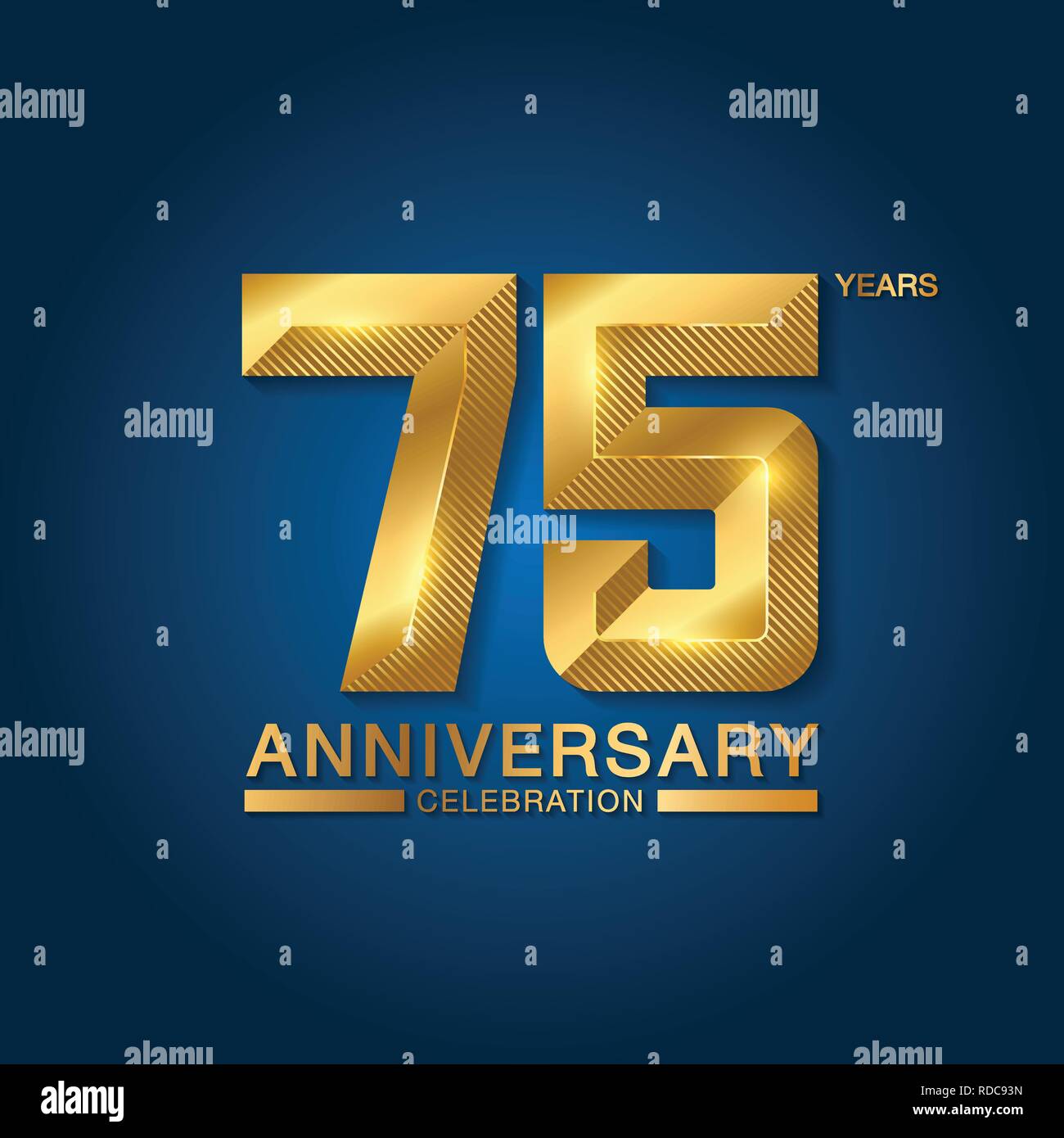 75 ans anniversaire logotype. Emblème de l'anniversaire d'or avec ruban. Pour la conception de brochure, dépliant, magazine, brochure, affiche, web, invita Illustration de Vecteur