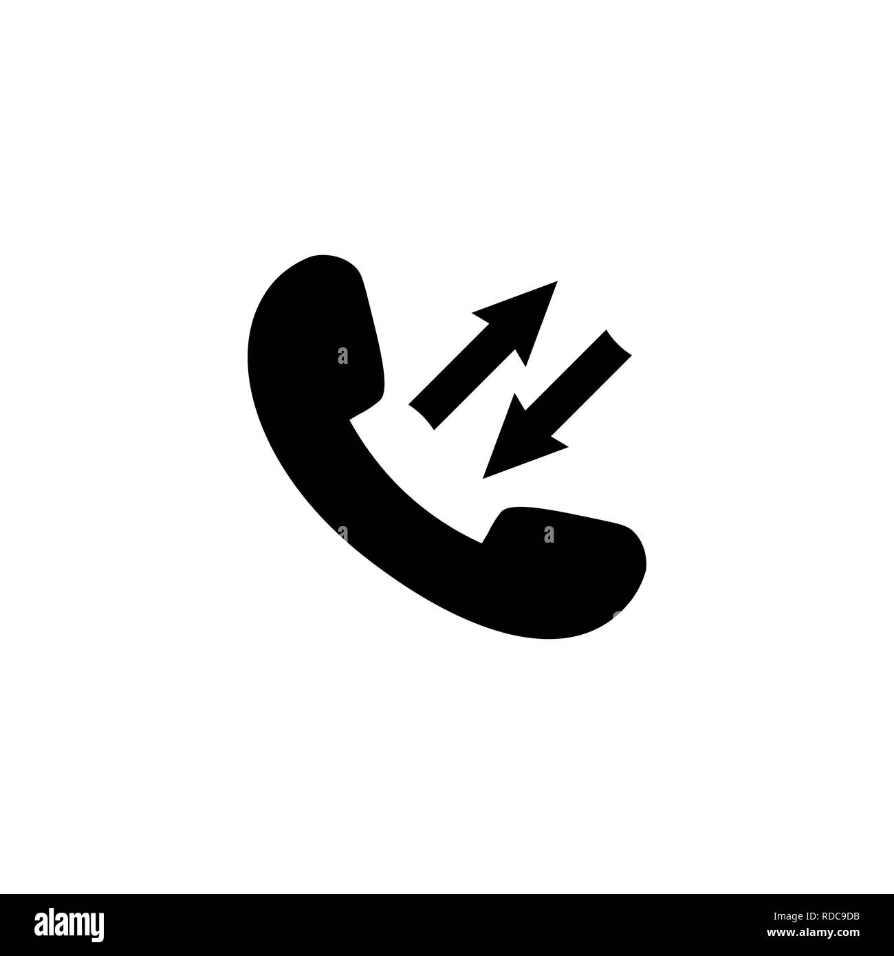 L'icône de téléphone avec des flèches. Symbole noir téléphone télévision dans le style. Signe téléphone isolé sur fond blanc. L'icône de téléphone vecteur simple résumé de web site Illustration de Vecteur