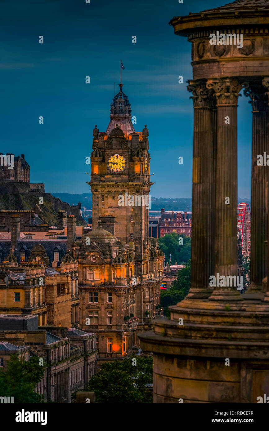 Europa, Polynésie, Schottland, Édimbourg, Aussichtspunkt, Calton Hill, Hotel, Balmoral, Turm Banque D'Images