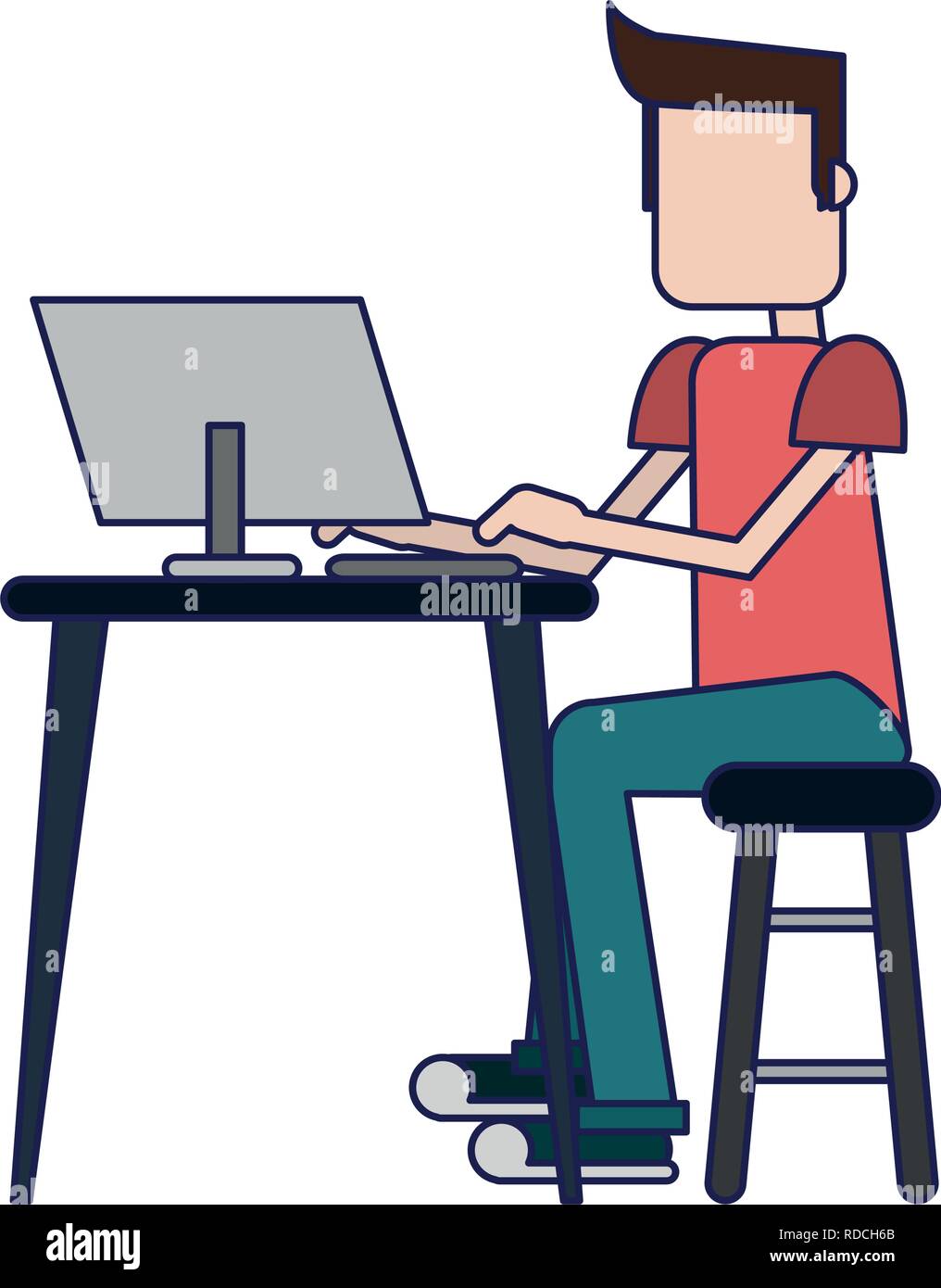 Avec l'ordinateur d'étudiant Illustration de Vecteur