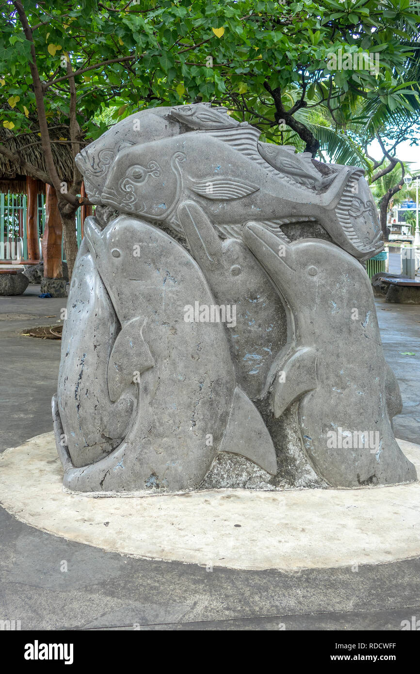 Polynésie Française, Tahiti, Papeete, la vie marine sculpture Banque D'Images