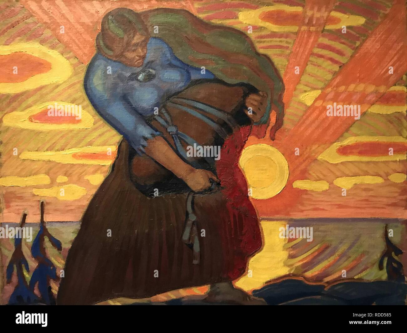 Linda portant un rocher. Musée : Eesti Kunstimuuseum, Tallinn. Auteur : Kallis, Oskar. Banque D'Images