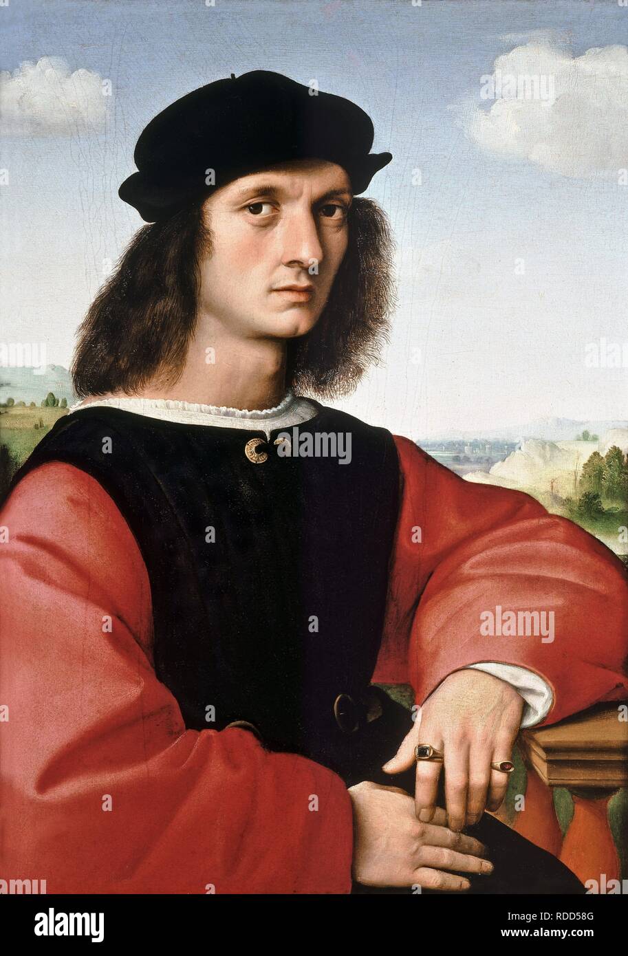 Portrait d'Agnolo Doni. Musée : Palazzo Pitti, Florence. Auteur : Raphael (Raffaello Sanzio da Urbino). Banque D'Images