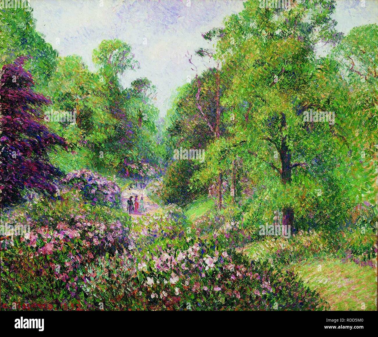 Les jardins de Kew, Rhododendron Dell. Musée : collection privée. Auteur : PISSARRO, Camille. Banque D'Images