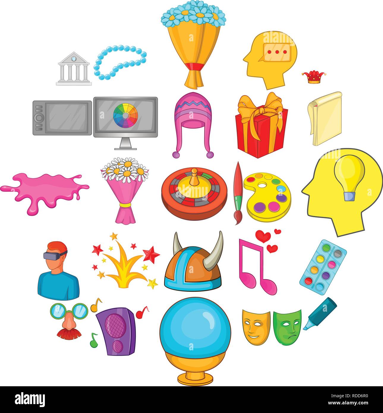 Relations sérieuses in icons set créatif, cartoon style Illustration de Vecteur
