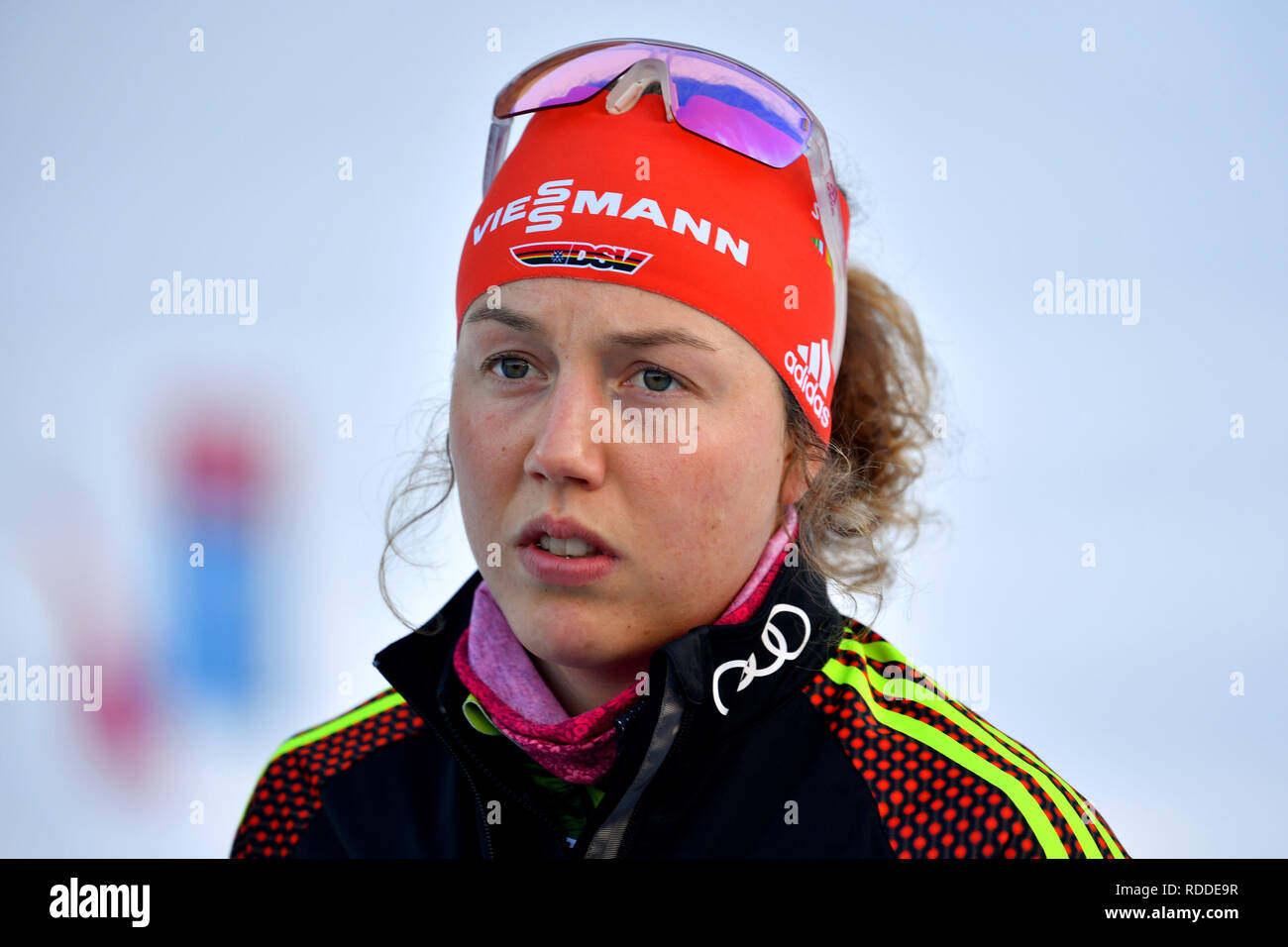 Inzell, Allemagne. 17 Jan, 2019. Laura DAHLMEIER (GER), action, image unique, seule coupe motif, portrait, portrait, portrait. Sprint 7,5km de la femme, mesdames sur 17.01.2019. Coupe du monde de Biathlon IBU 2019 à Ruhpolding, saison 2018/19 | Conditions de crédit dans le monde entier : dpa/Alamy Live News Banque D'Images