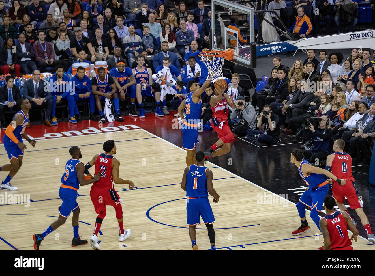 Londres, Royaume-Uni. 17 Jan 2019. Londres 2019 jeu NBA Washington Wizards vs. New York Knicks à l'O2 Arena, UK, Crédit : Jason Richardson/Alamy Live News Banque D'Images