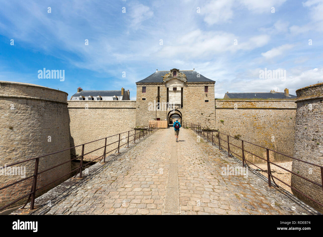 L'entrée de la citadelle de Port-Louis (Bretagne, nord-ouest de la France), le bâtiment situé à l'entrée au port de Lorient. Nous pouvons trouver le Banque D'Images
